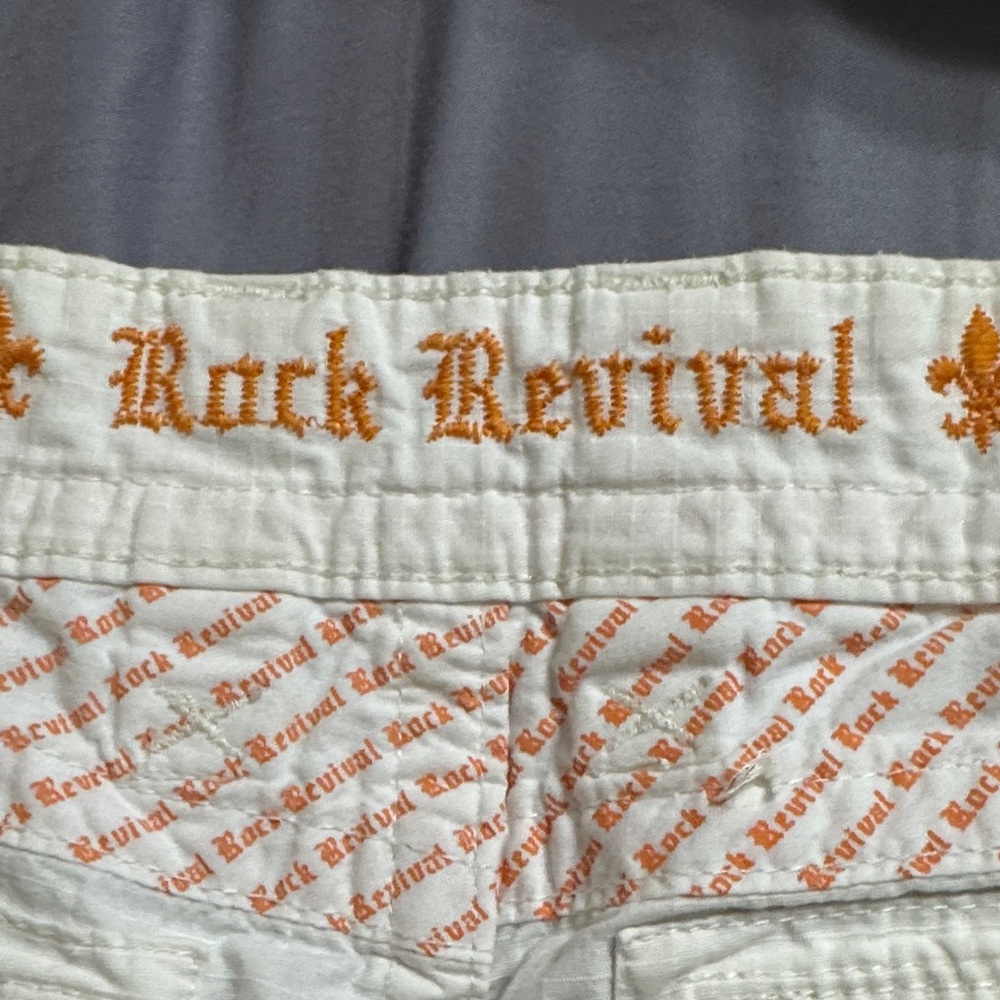 Rock Revival White Shorts with white  Embroidery